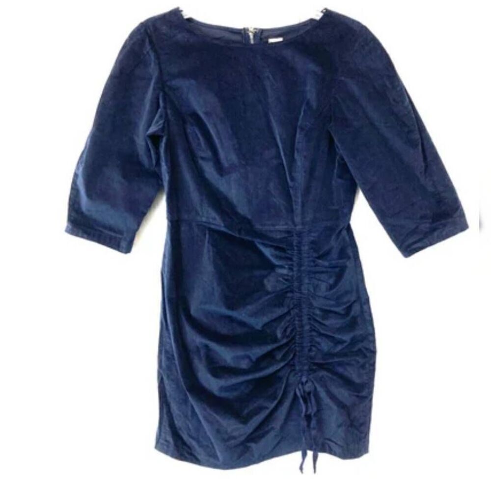 REBECCA TAYLOR La Vie Navy Corduroy Ruched Dress Medium